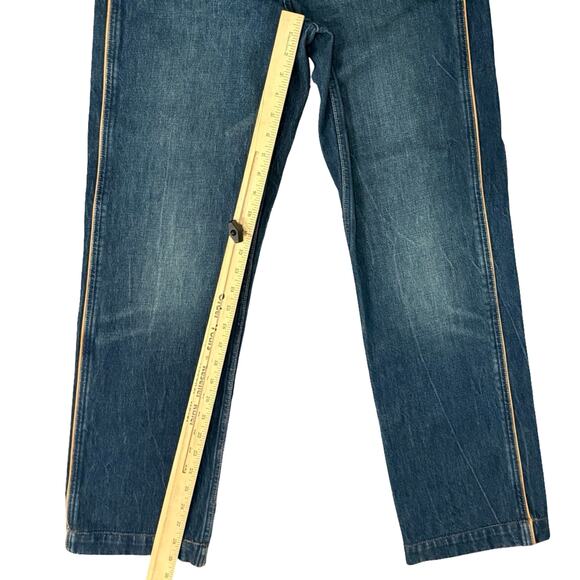 Banana Republic High Rise Vintage Straight Brown Piping Trim Blue Jeans size 26 - Picture 2 of 11